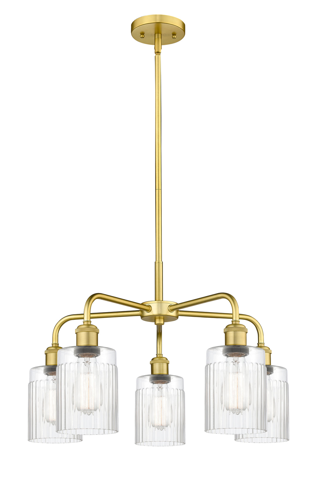 Innovations Lighting Hadley 5" Chandelier - Satin Gold Chandeliers Innovations Lighting Clear ; Glass Type: Clear; Ribbed  