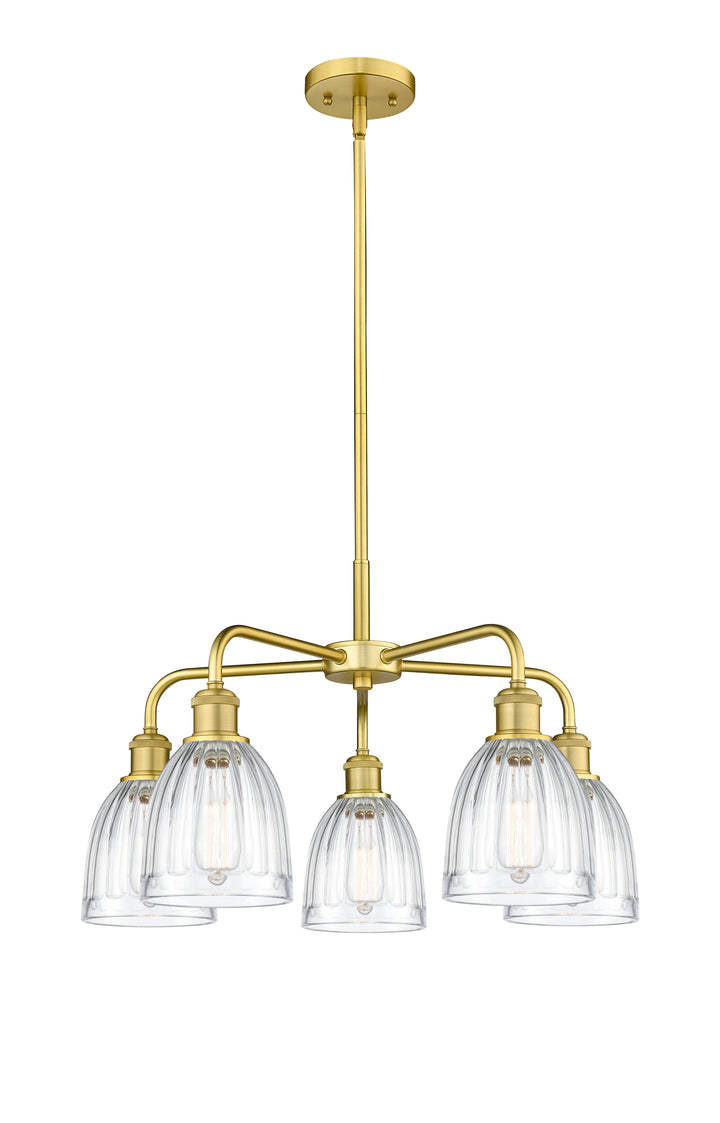 Innovations Lighting Brookfield 6" Chandelier Chandeliers Innovations Lighting Satin Gold Clear ; Glass Type: Transparent; Ribbed 