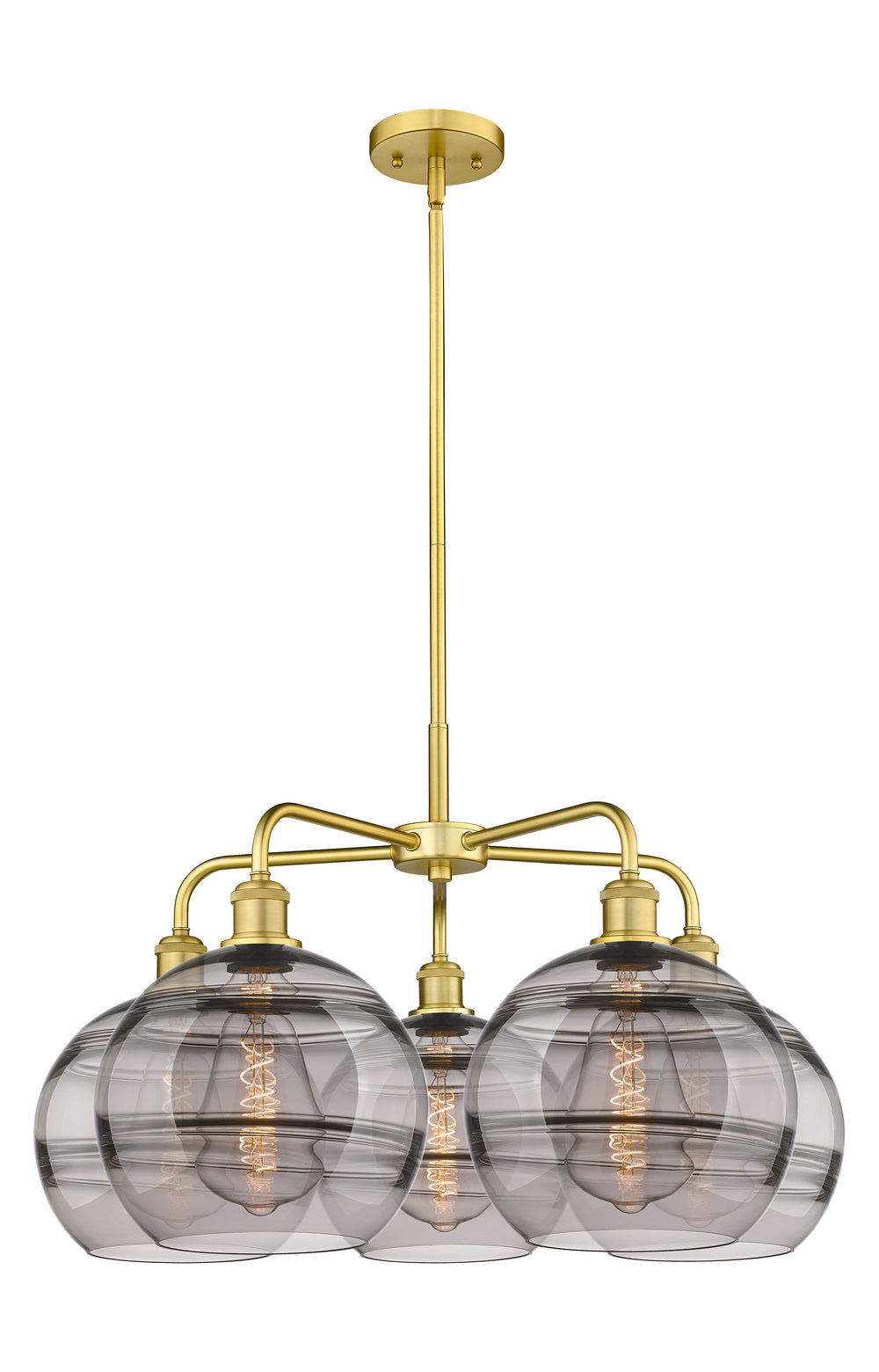 Innovations Lighting Rochester 10" Chandelier - Satin Gold Chandeliers Innovations Lighting Light Smoke ; Glass Type: Smoked  