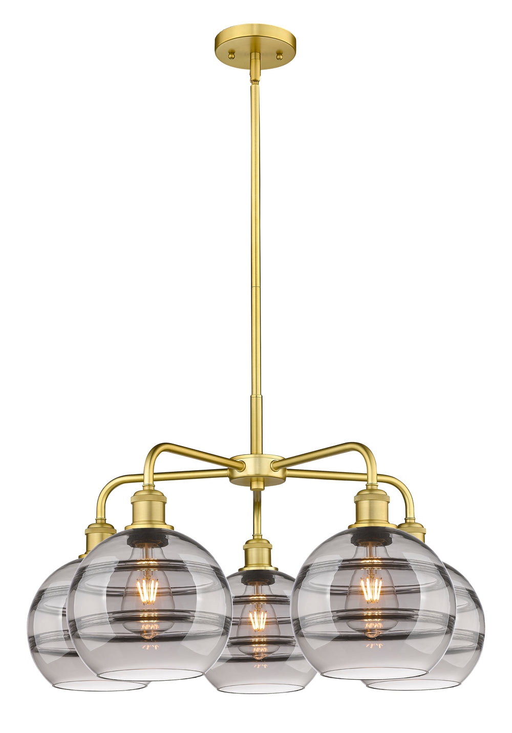 Innovations Lighting Rochester 8" Chandelier - Satin Gold Chandeliers Innovations Lighting Light Smoke ; Glass Type: Smoked  