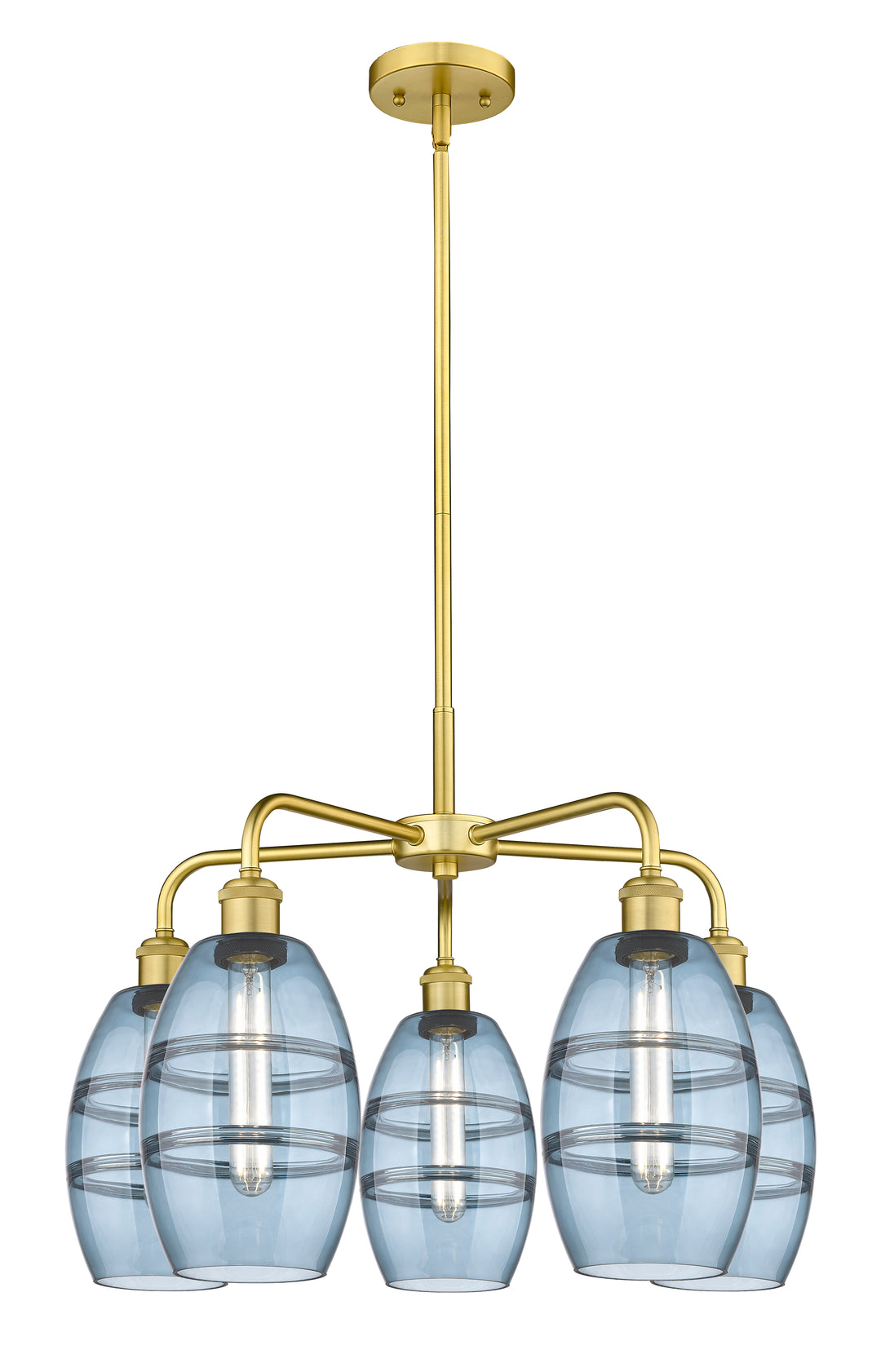 Innovations Lighting Vaz 6" Chandelier - Satin Gold Chandeliers Innovations Lighting Blue  ; Glass Type: Blue  