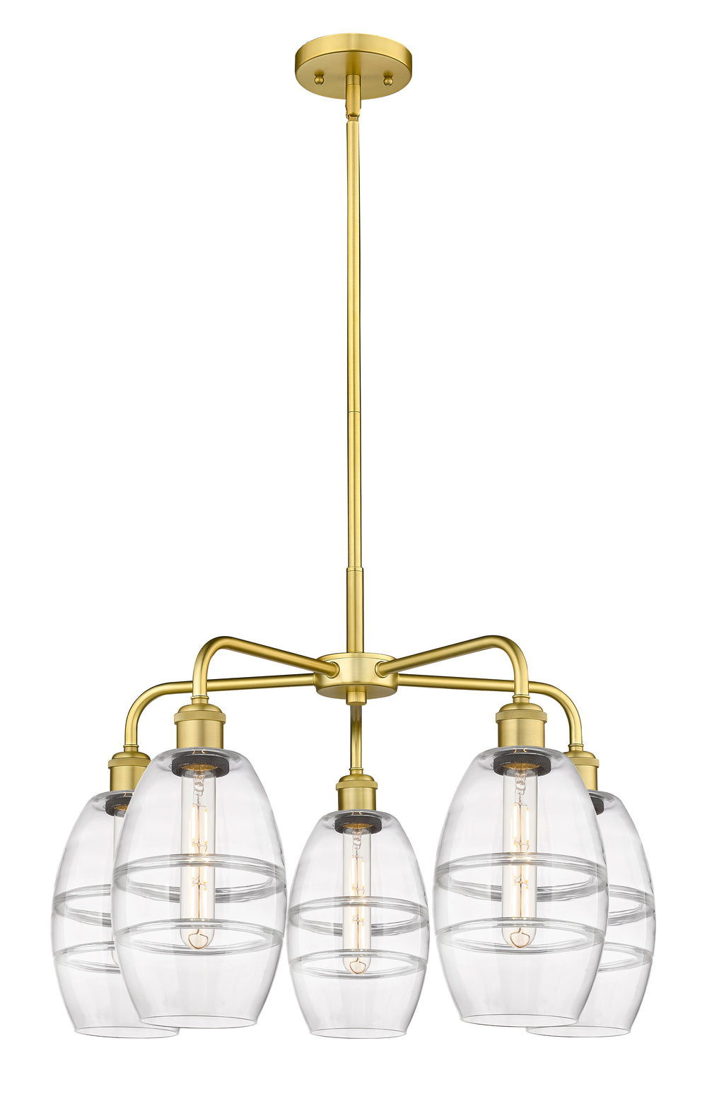 Innovations Lighting Vaz 6" Chandelier - Satin Gold Chandeliers Innovations Lighting Clear ; Glass Type: Clear  