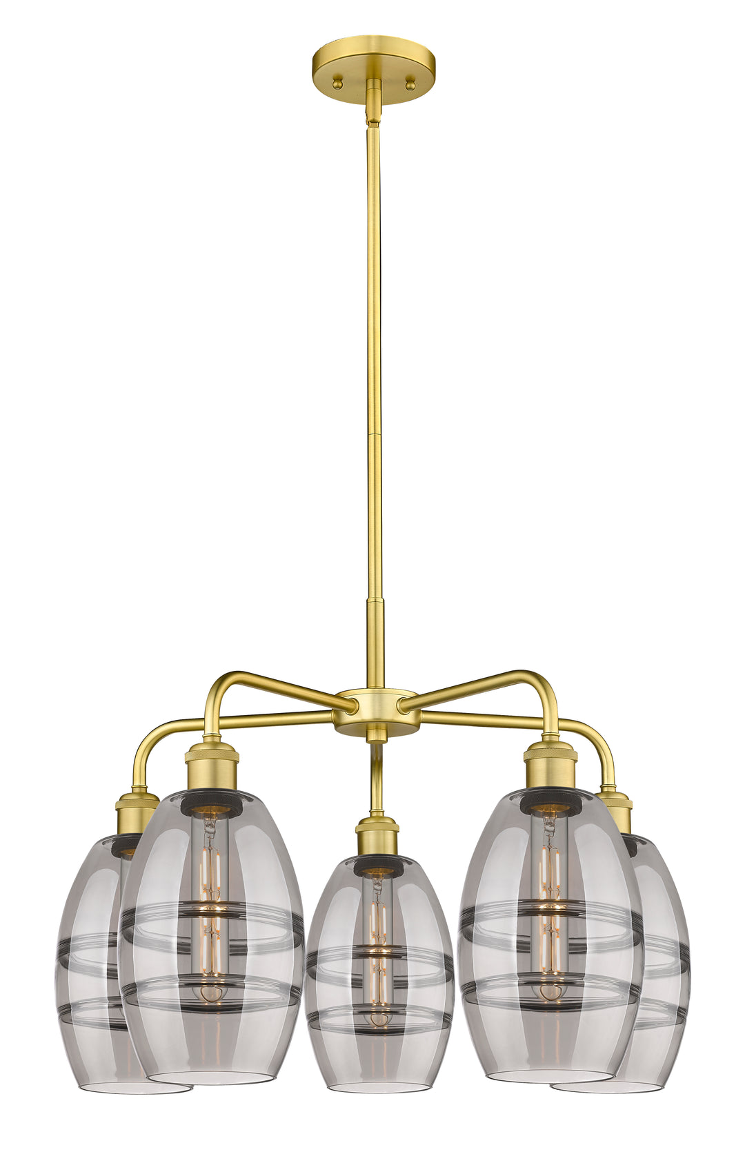 Innovations Lighting Vaz 6" Chandelier - Satin Gold Chandeliers Innovations Lighting Light Smoke ; Glass Type: Smoked  