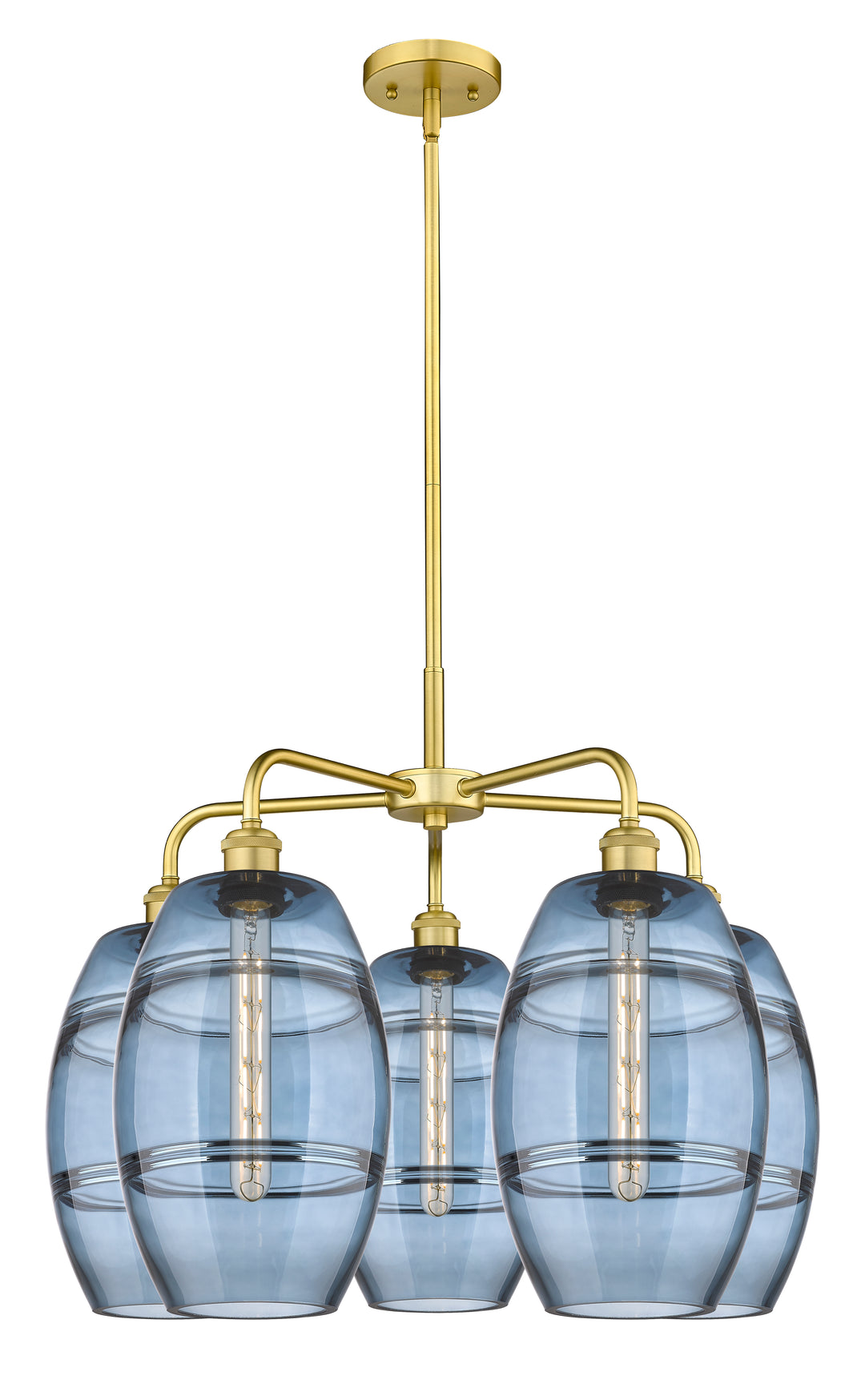 Innovations Lighting Vaz 8" Chandelier - Satin Gold Chandeliers Innovations Lighting Blue  ; Glass Type: Blue  