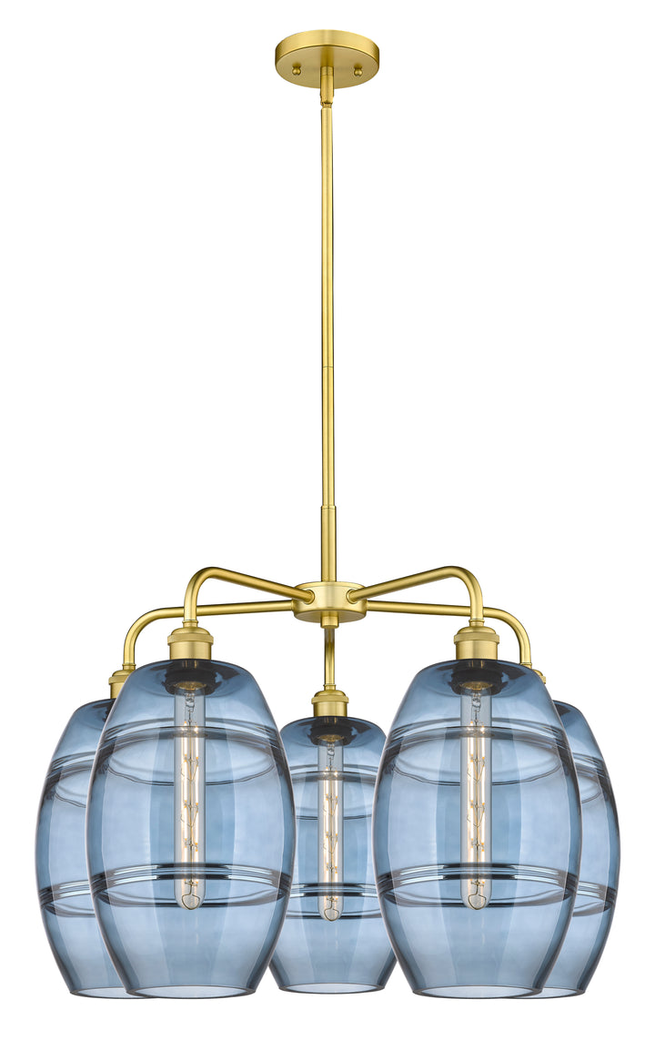 Innovations Lighting Vaz 8" Chandelier - Satin Gold Chandeliers Innovations Lighting Blue  ; Glass Type: Blue  