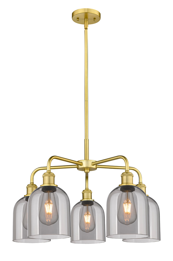 Innovations Lighting Bella 6" Chandelier Chandeliers Innovations Lighting Satin Gold Light Smoke ; Glass Type: Smoked 