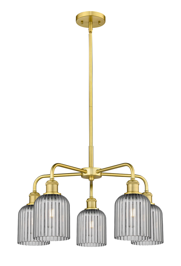 Innovations Lighting Bridal Veil 5" Chandelier Chandeliers Innovations Lighting Satin Gold Light Smoke ; Glass Type: Light Smoke; Ribbed 