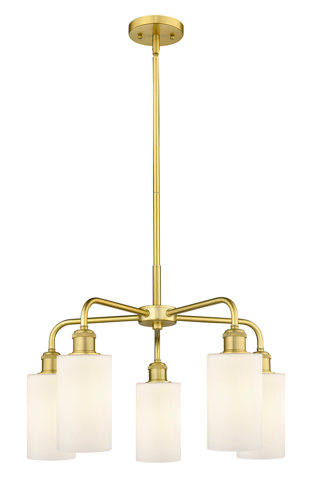 Innovations Lighting Clymer 4" Chandelier - Satin Gold Chandeliers Innovations Lighting Matte White ; Glass Type: White  