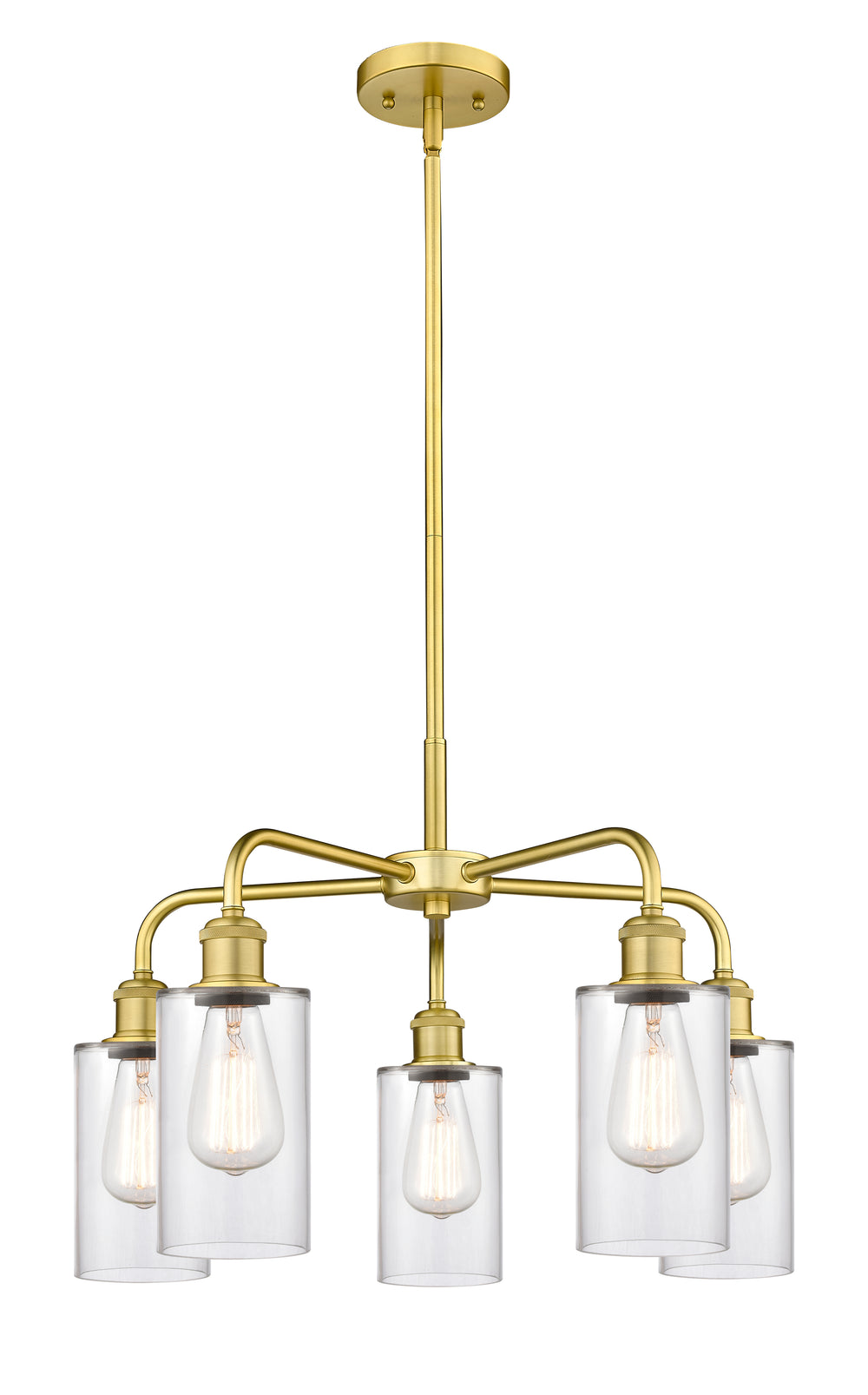 Innovations Lighting Clymer 4" Chandelier - Satin Gold Chandeliers Innovations Lighting Clear ; Glass Type: Clear  