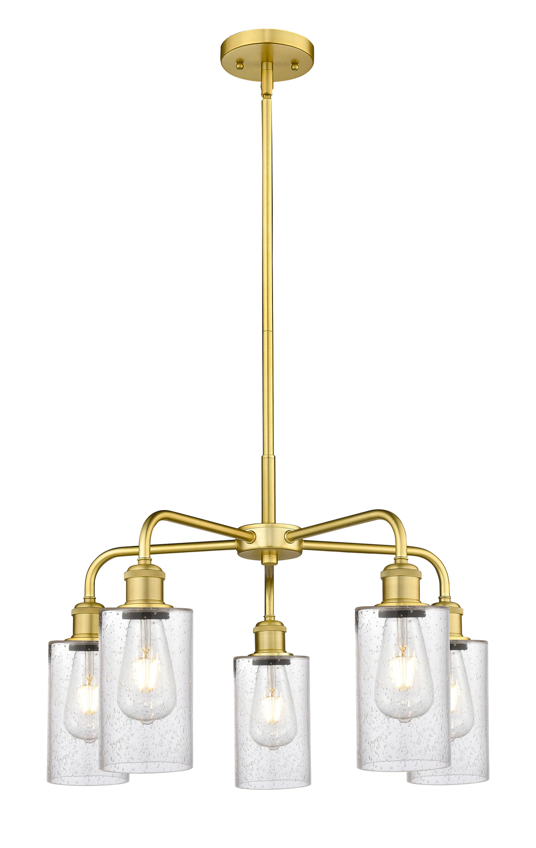 Innovations Lighting Clymer 4" Chandelier - Satin Gold Chandeliers Innovations Lighting Seedy ; Glass Type: Transparent  