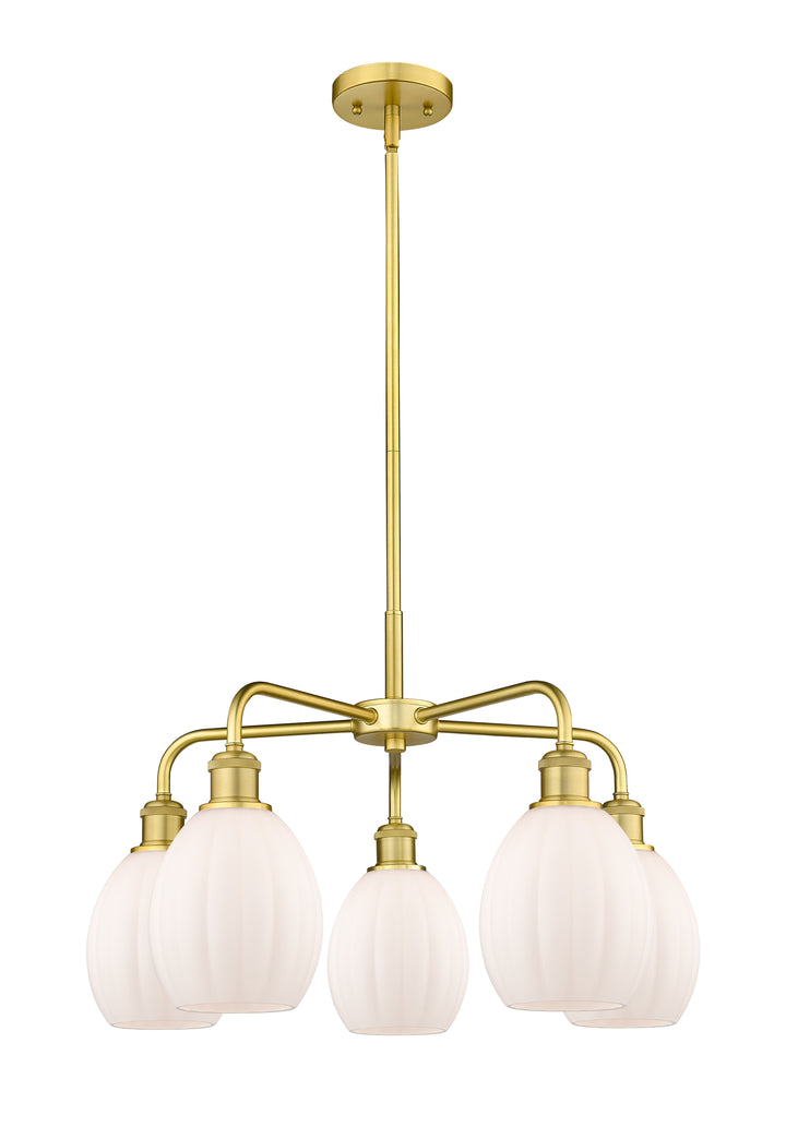 Innovations Lighting Eaton 5.5" Chandelier - Satin Gold Chandeliers Innovations Lighting Matte White ; Glass Type: White; Ribbed  