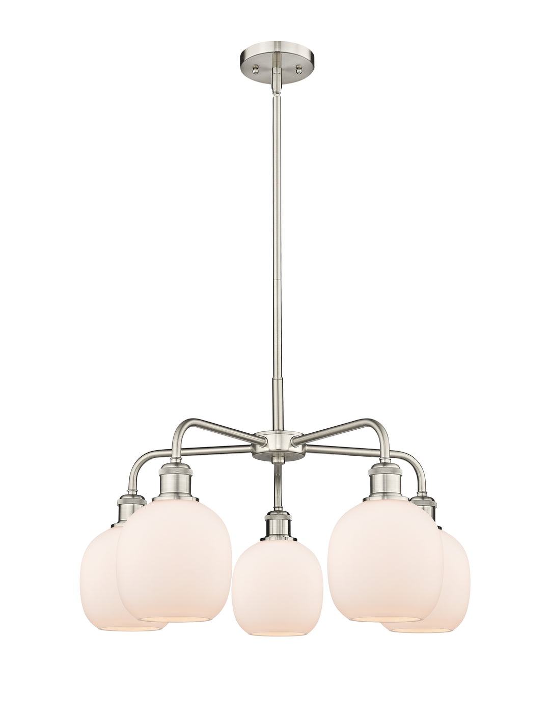 Innovations Lighting Belfast 6" Chandelier Chandeliers Innovations Lighting Satin Nickel Matte White ; Glass Type: White 