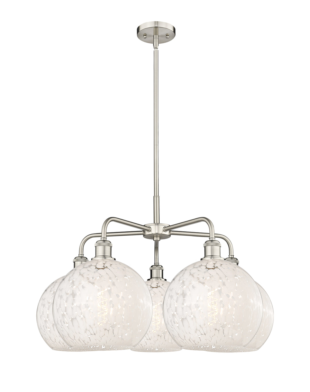 Innovations Lighting White Mouchette 10" Chandelier - Satin Nickel Chandeliers Innovations Lighting White Mouchette ; Glass Type: White  