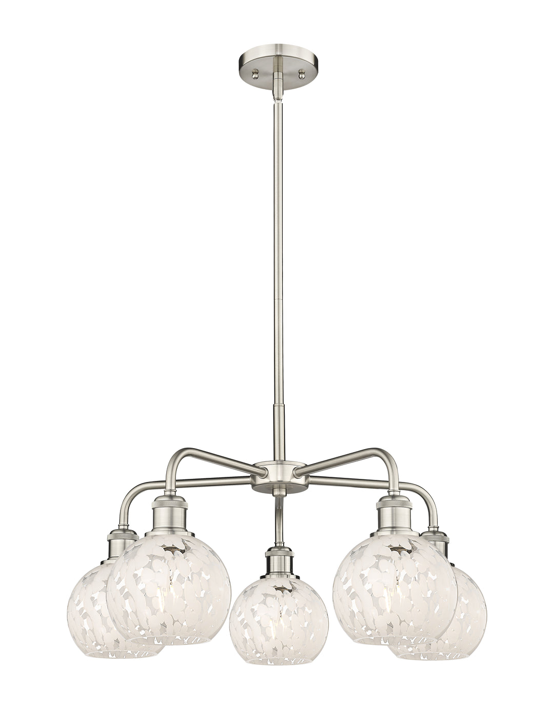 Innovations Lighting White Mouchette 6" Chandelier - Satin Nickel Chandeliers Innovations Lighting White Mouchette ; Glass Type: White  