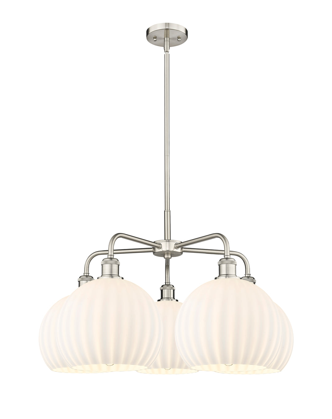 Innovations Lighting White Venetian 10" Chandelier - Satin Nickel Chandeliers Innovations Lighting White Venetian ; Glass Type: White  