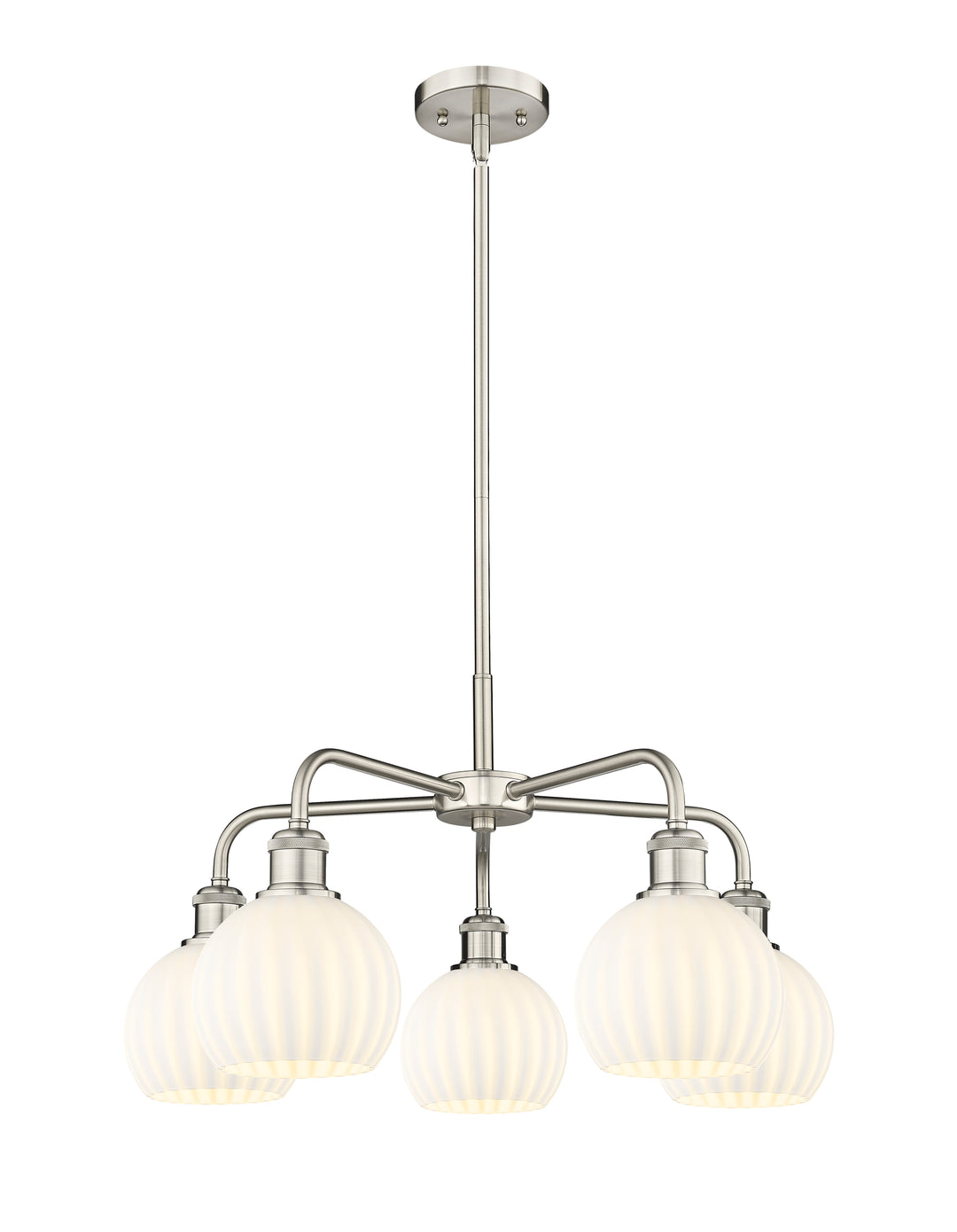 Innovations Lighting White Venetian 6" Chandelier - Satin Nickel Chandeliers Innovations Lighting White Venetian ; Glass Type: White  