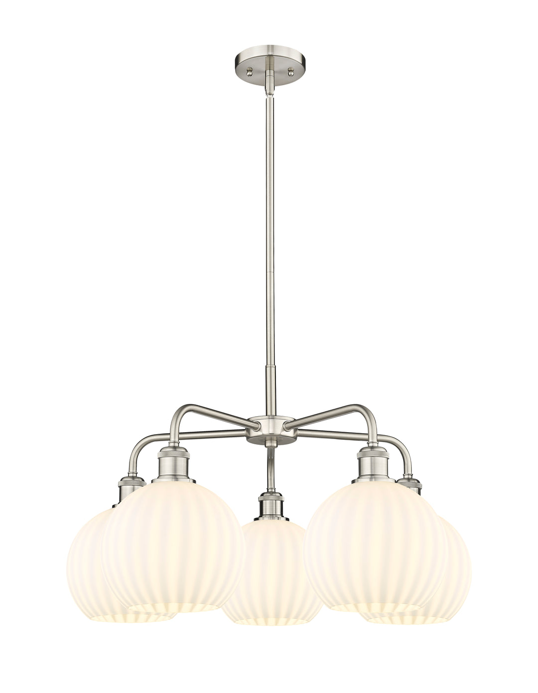 Innovations Lighting White Venetian 8" Chandelier - Satin Nickel Chandeliers Innovations Lighting White Venetian ; Glass Type: White  