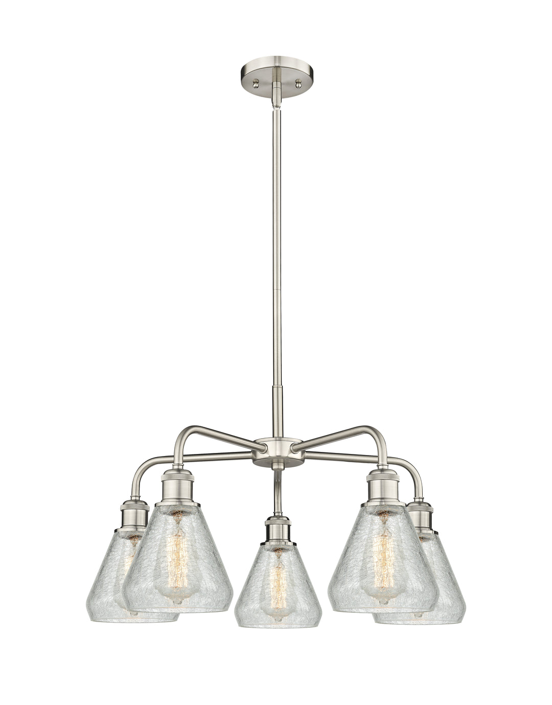 Innovations Lighting Conesus 6" Chandelier - Satin Nickel Chandeliers Innovations Lighting Clear Crackle ; Glass Type: Crackled  