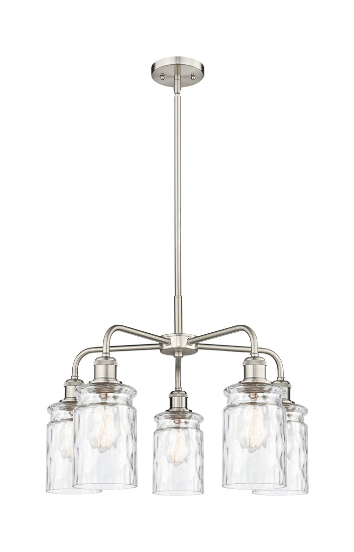 Innovations Lighting Candor 5" Chandelier Chandeliers Innovations Lighting Satin Nickel Clear Waterglass ; Glass Type: Frosted; Ribbed 