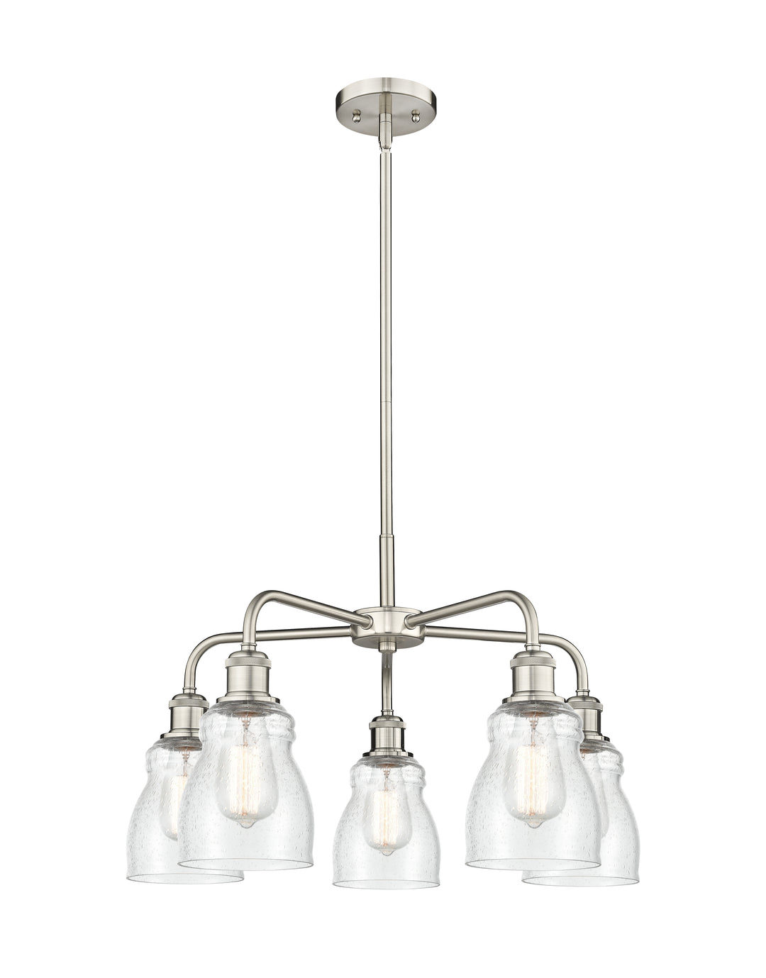 Innovations Lighting Ellery 5" Chandelier - Satin Nickel Chandeliers Innovations Lighting Seedy ; Glass Type: Seeded  