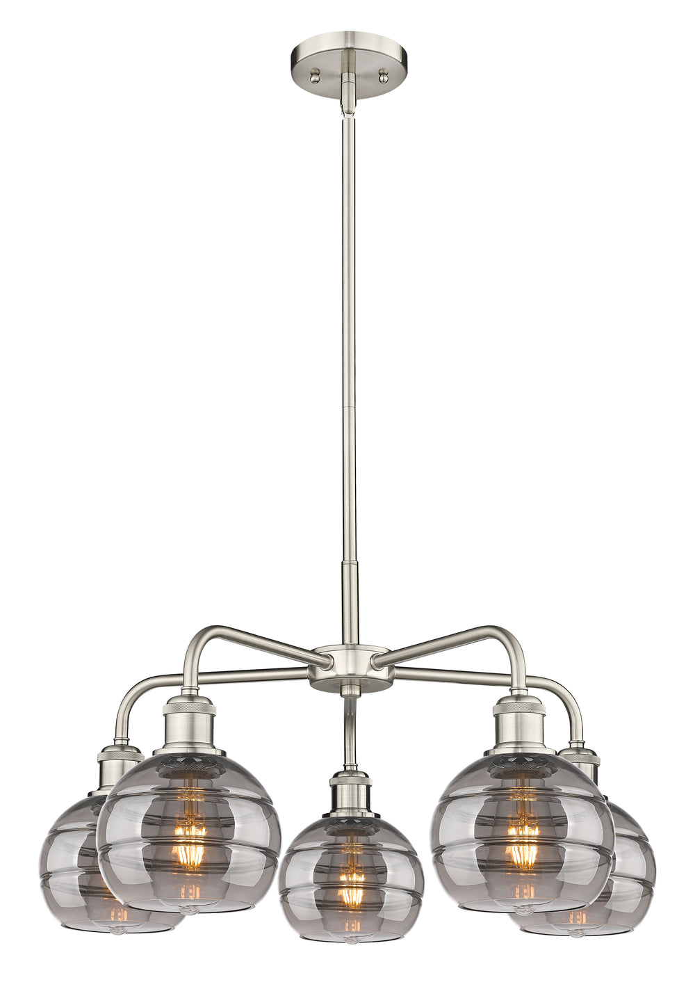 Innovations Lighting Rochester 6" Chandelier - Satin Nickel Chandeliers Innovations Lighting Light Smoke ; Glass Type: Smoked  