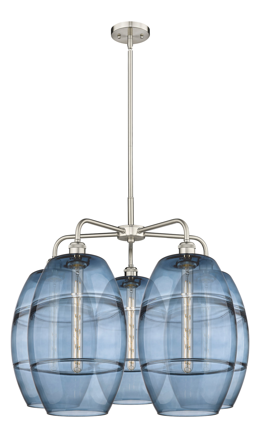 Innovations Lighting Vaz 10" Chandelier - Satin Nickel Chandeliers Innovations Lighting Blue  ; Glass Type: Blue  