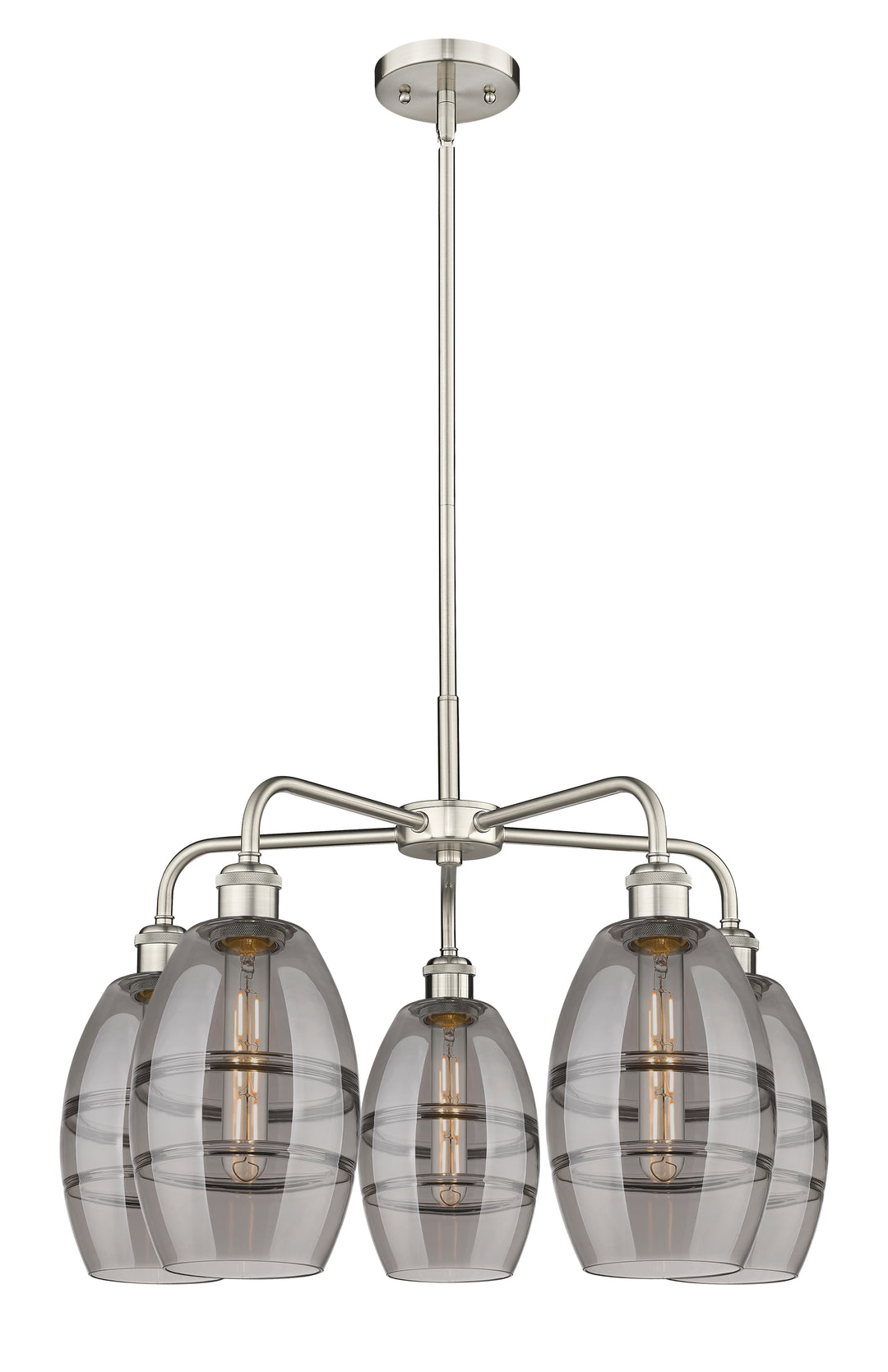 Innovations Lighting Vaz 6" Chandelier - Satin Nickel Chandeliers Innovations Lighting Light Smoke ; Glass Type: Smoked  