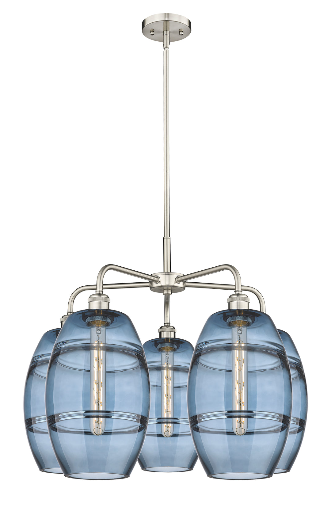 Innovations Lighting Vaz 8" Chandelier - Satin Nickel Chandeliers Innovations Lighting Blue  ; Glass Type: Blue  