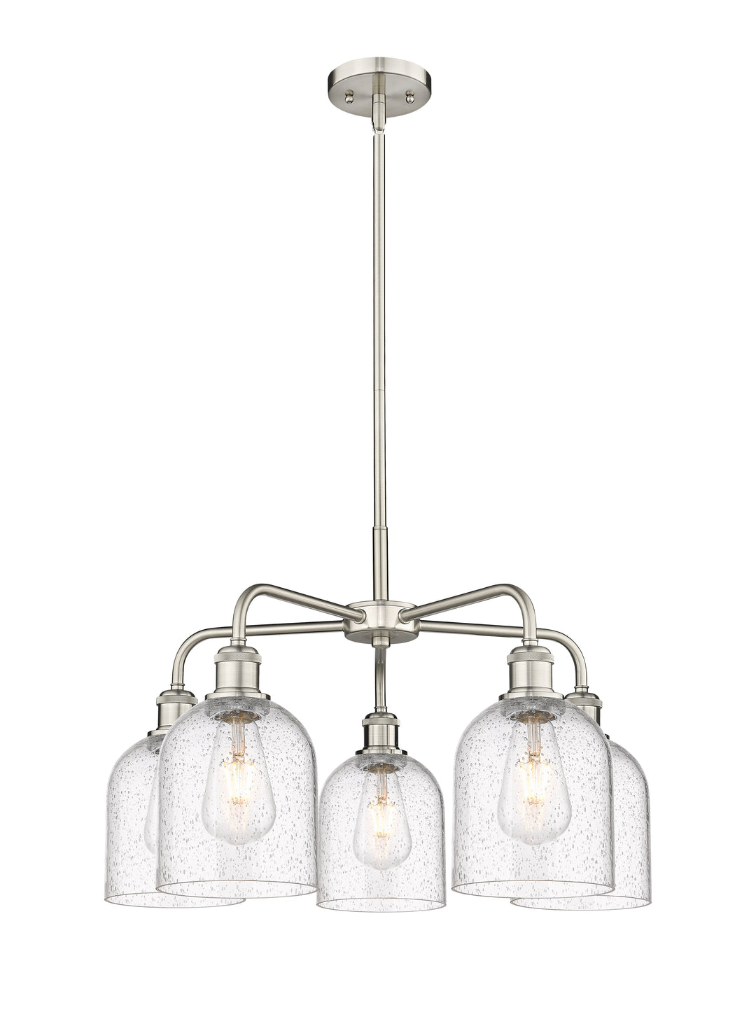 Innovations Lighting Bella 6" Chandelier Chandeliers Innovations Lighting Satin Nickel Seedy ; Glass Type: Transparent 