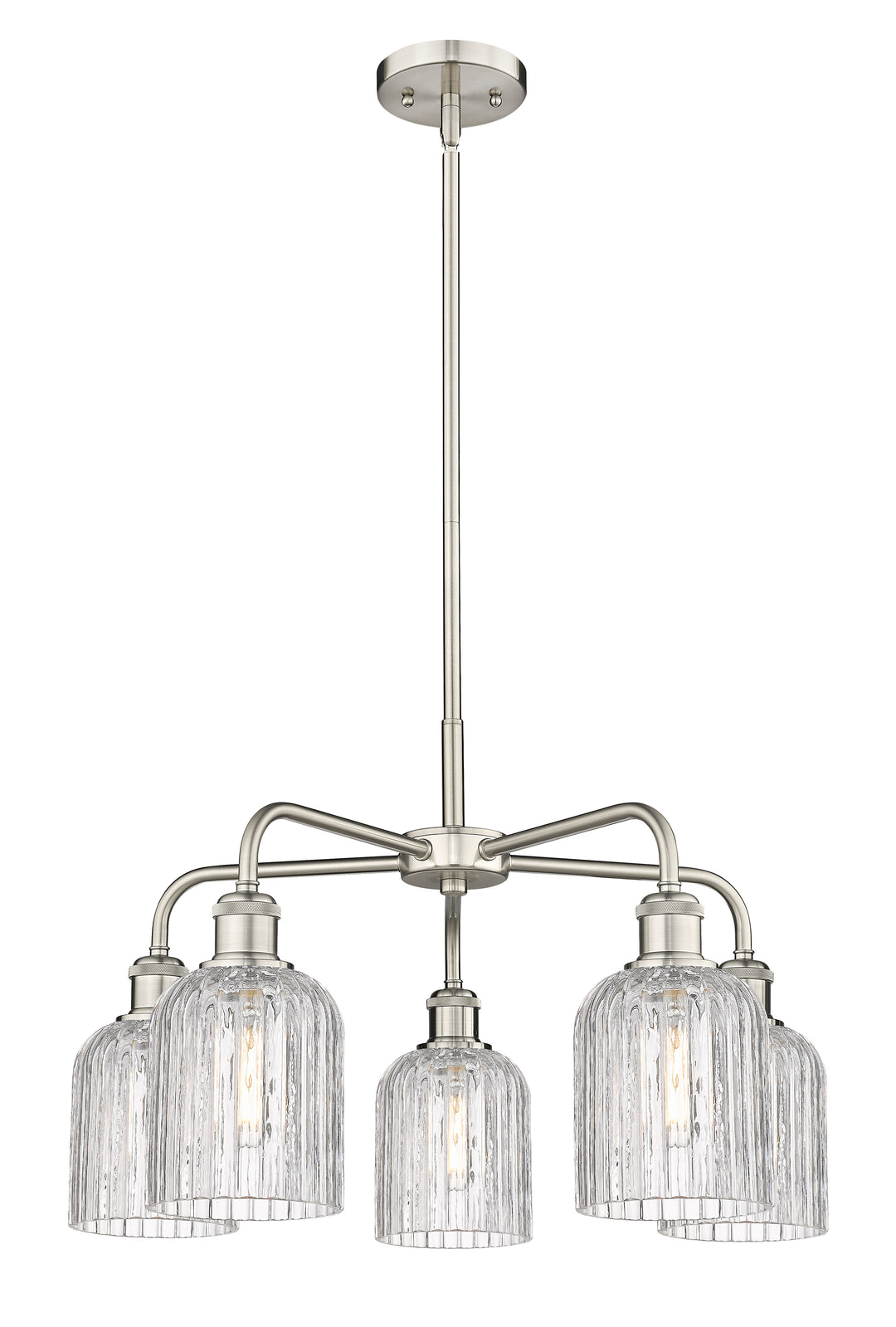 Innovations Lighting Bridal Veil 5" Chandelier Chandeliers Innovations Lighting Satin Nickel Clear ; Glass Type: Clear; Ribbed 