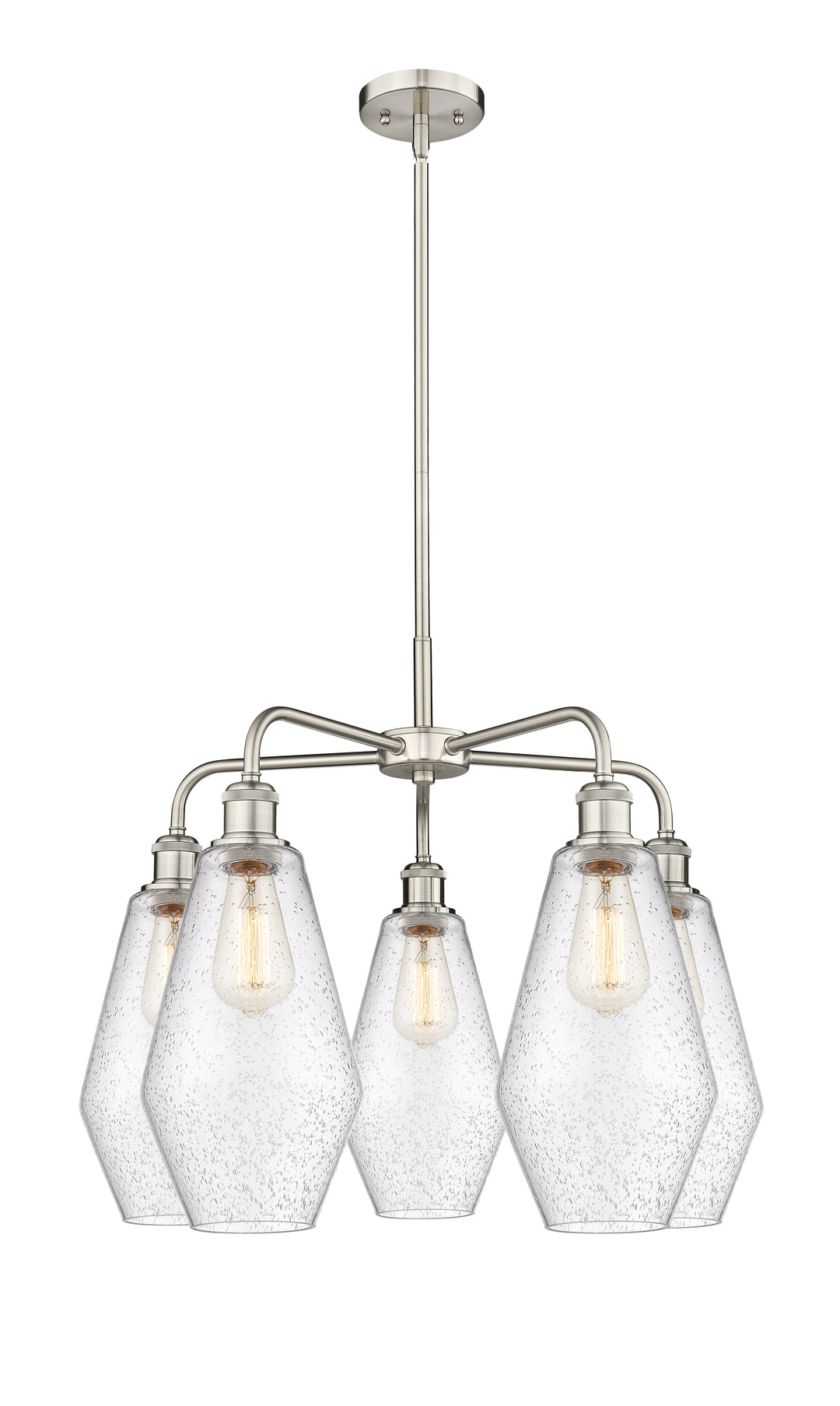 Innovations Lighting Cindyrella 7" Chandelier - Satin Nickel Chandeliers Innovations Lighting Seedy ; Glass Type: Seeded  