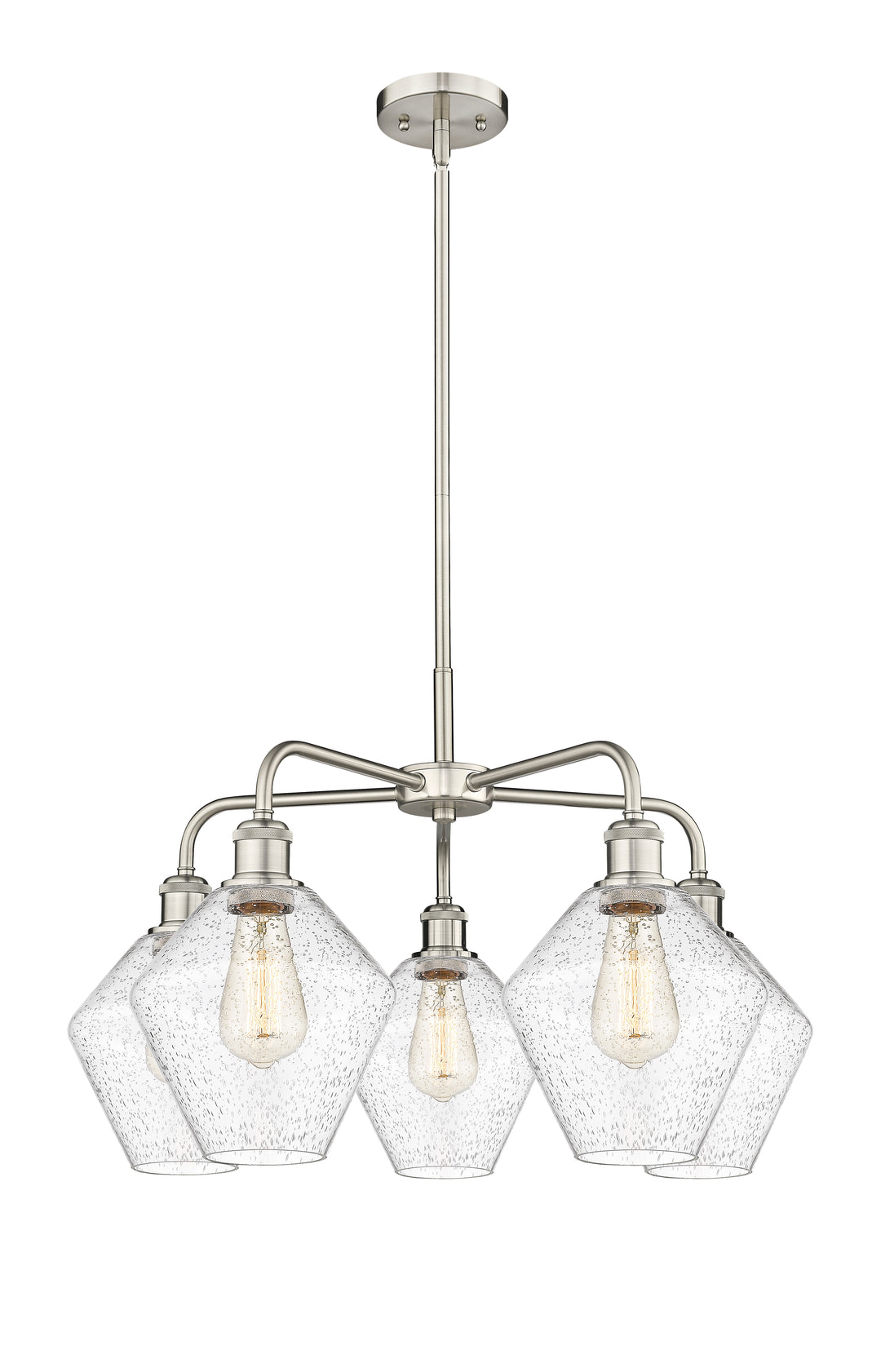 Innovations Lighting Cindyrella 8" Chandelier - Satin Nickel Chandeliers Innovations Lighting Seedy ; Glass Type: Seeded  