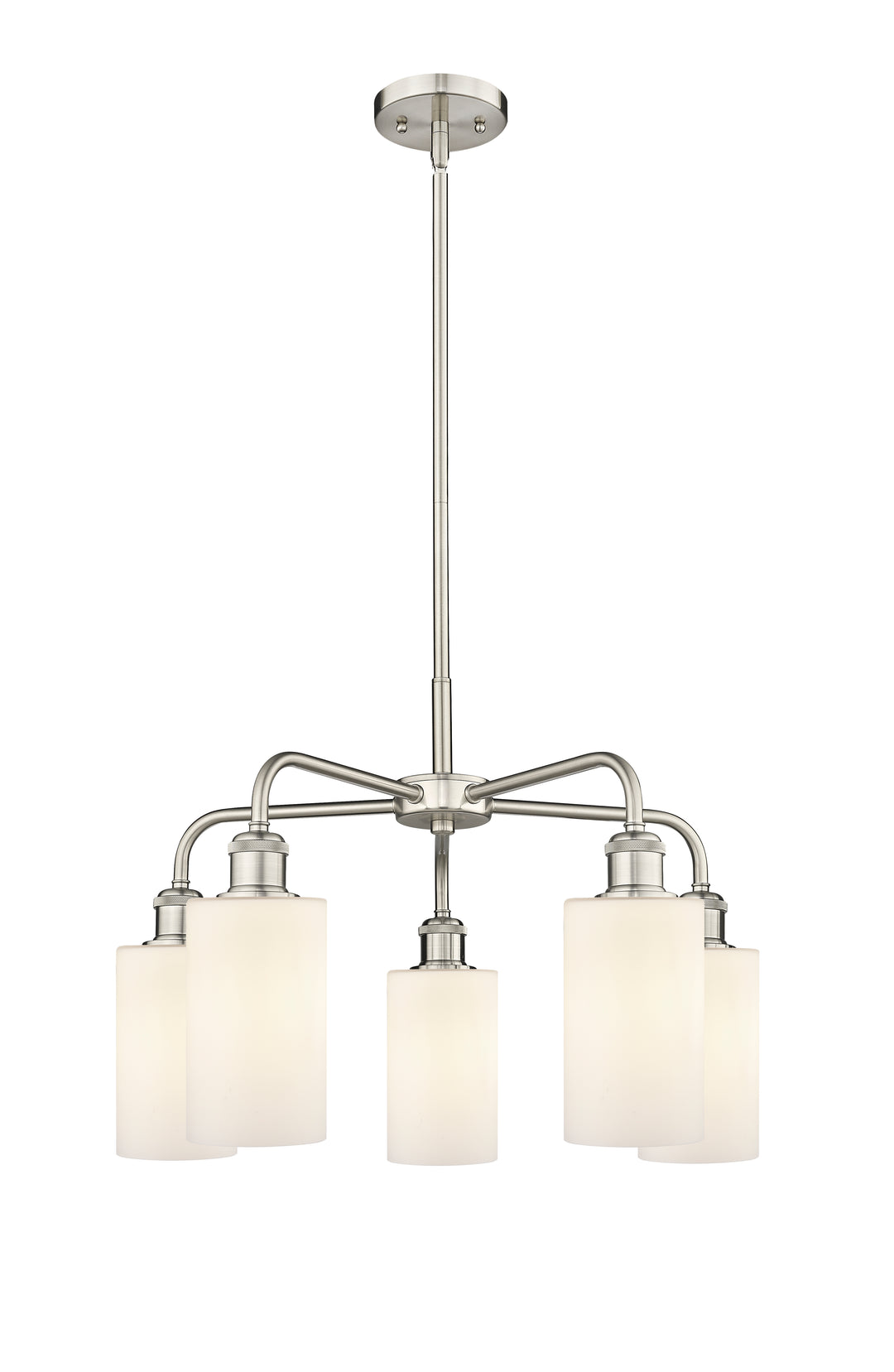 Innovations Lighting Clymer 4" Chandelier - Satin Nickel Chandeliers Innovations Lighting Matte White ; Glass Type: White  