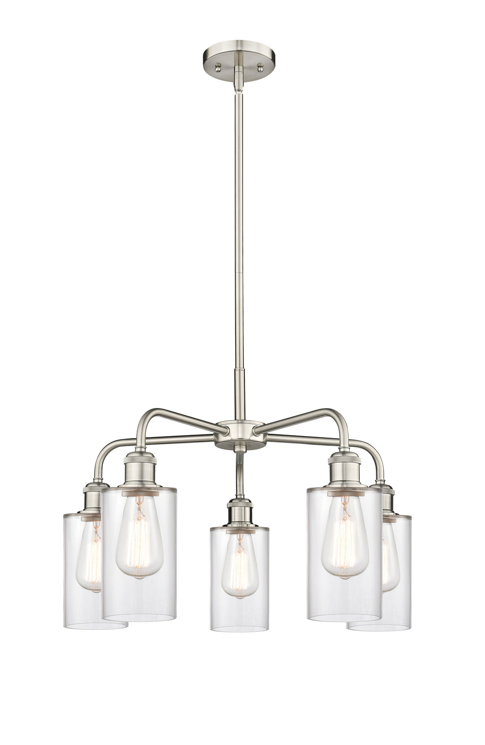 Innovations Lighting Clymer 4" Chandelier - Satin Nickel Chandeliers Innovations Lighting Clear ; Glass Type: Clear  