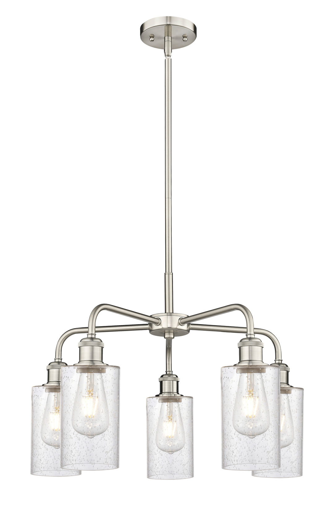 Innovations Lighting Clymer 4" Chandelier - Satin Nickel Chandeliers Innovations Lighting Seedy ; Glass Type: Transparent  