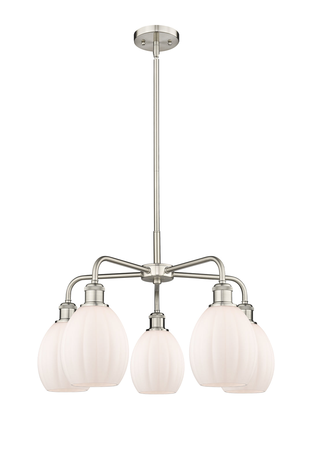 Innovations Lighting Eaton 5.5" Chandelier - Satin Nickel Chandeliers Innovations Lighting Matte White ; Glass Type: White; Ribbed  