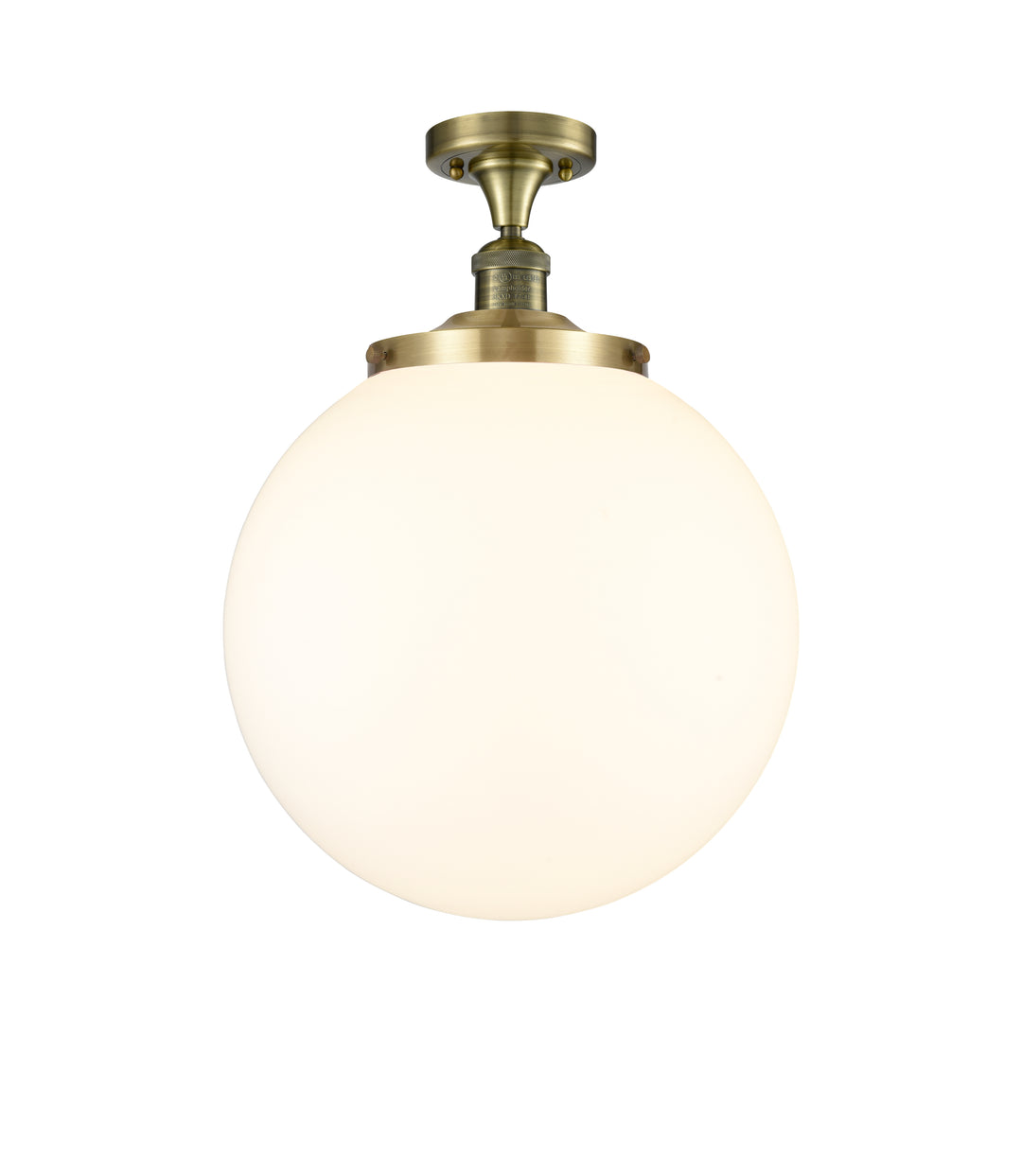 Innovations Lighting Beacon 14" Semi-Flush Mount - Antique Brass Ceiling Semi Flush Mounts Innovations Lighting Matte White ; Glass Type: Frosted  