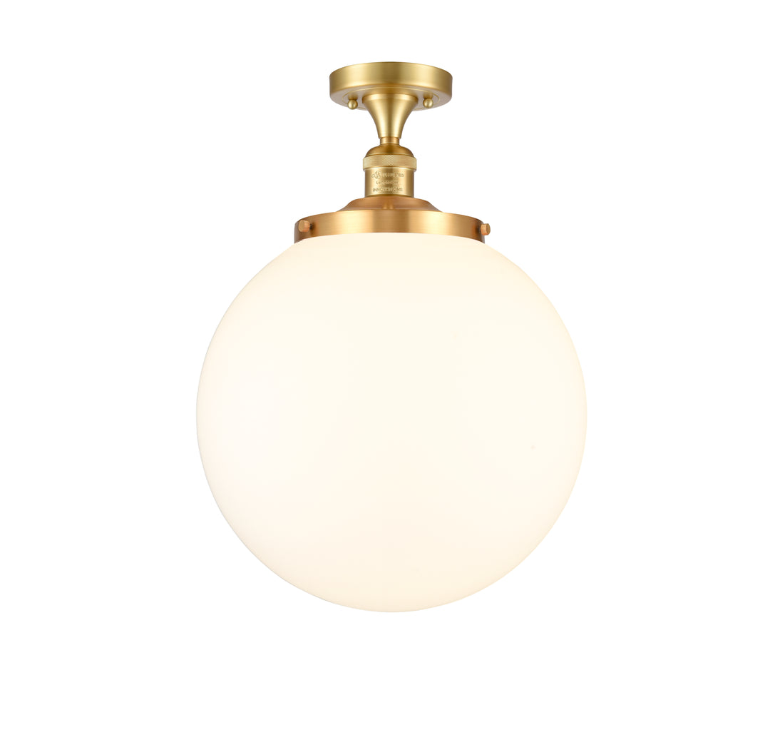 Innovations Lighting Beacon 14" Semi-Flush Mount - Satin Gold Ceiling Semi Flush Mounts Innovations Lighting Matte White ; Glass Type: Frosted  