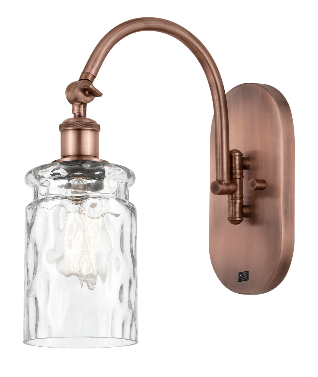 Innovations Lighting Candor 5" Sconce - Antique Copper Wall Sconces Innovations Lighting Clear Waterglass ; Glass Type: Frosted; Ribbed  