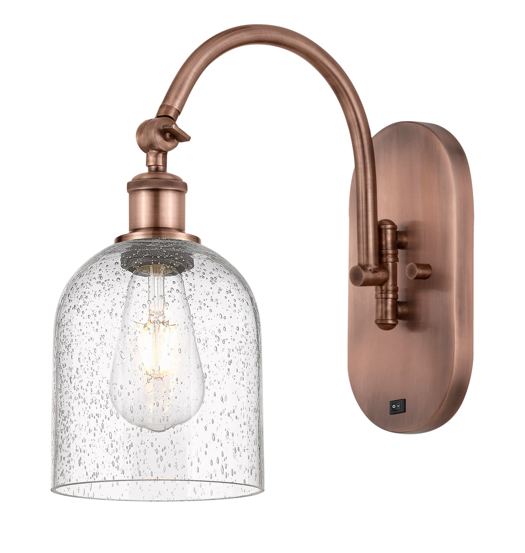 Innovations Lighting Bella 6" Sconce - Antique Copper Wall Sconces Innovations Lighting Seedy ; Glass Type: Transparent  