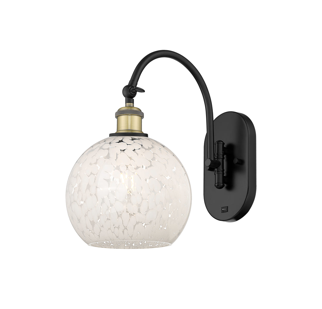 Innovations Lighting White Mouchette 8" Sconce - Black Antique Brass Wall Sconces Innovations Lighting   