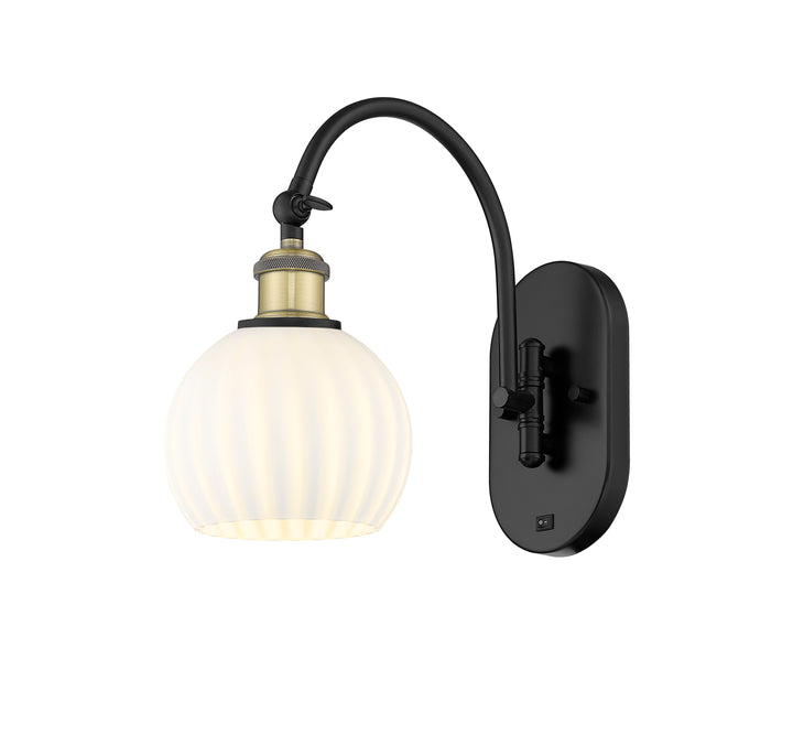 Innovations Lighting White Venetian 6" Sconce - Black Antique Brass