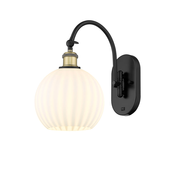 Innovations Lighting White Venetian 8" Sconce - Black Antique Brass Wall Sconces Innovations Lighting   