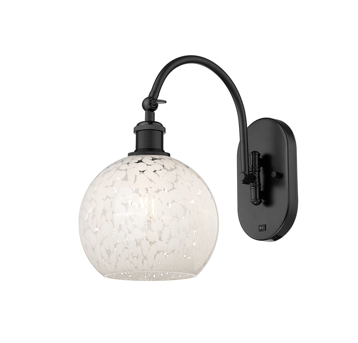 Innovations Lighting White Mouchette 8" Sconce - Matte Black Wall Sconces Innovations Lighting White Mouchette ; Glass Type: White  