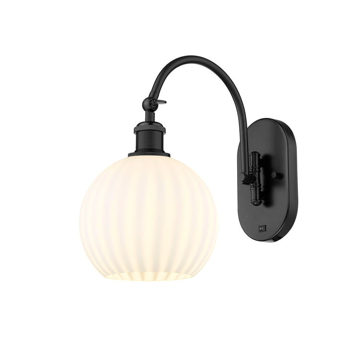 Innovations Lighting White Venetian 8" Sconce - Matte Black Wall Sconces Innovations Lighting   