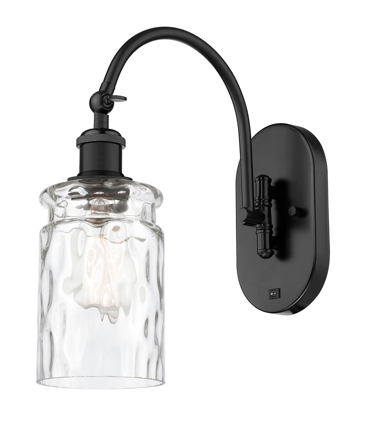 Innovations Lighting Candor 5" Sconce - Matte Black Wall Sconces Innovations Lighting Clear Waterglass ; Glass Type: Frosted; Ribbed  