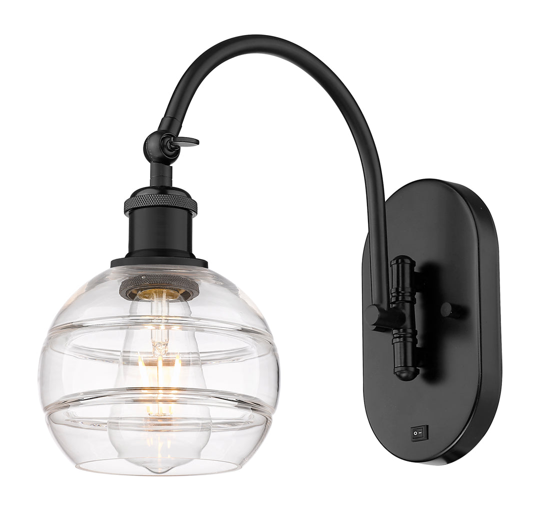 Innovations Lighting Rochester 6" Sconce - Matte Black Wall Sconces Innovations Lighting Clear ; Glass Type: Clear  