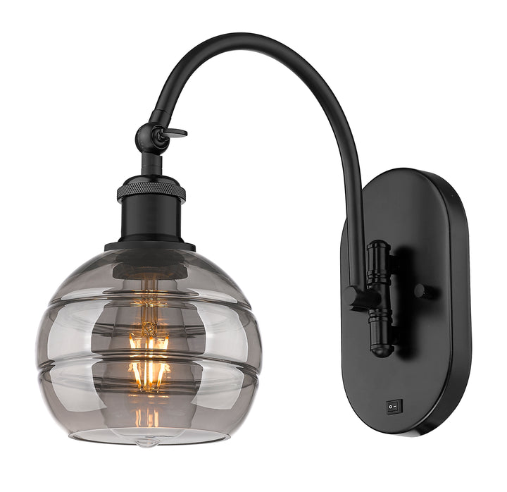 Innovations Lighting Rochester 6" Sconce - Matte Black Wall Sconces Innovations Lighting Light Smoke ; Glass Type: Smoked  