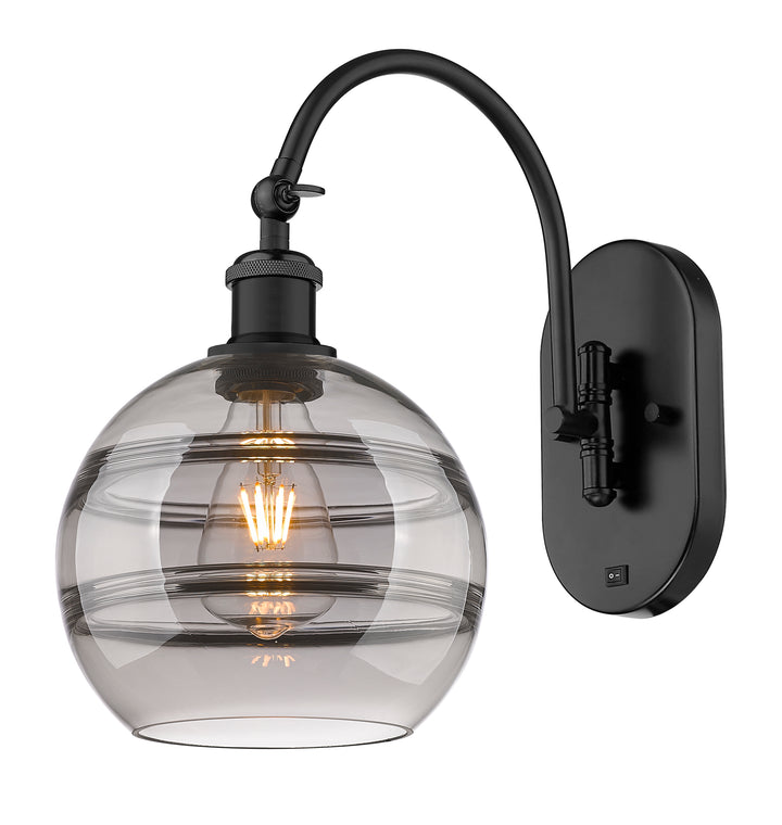 Innovations Lighting Rochester 8" Sconce - Matte Black Wall Sconces Innovations Lighting Light Smoke ; Glass Type: Smoked  