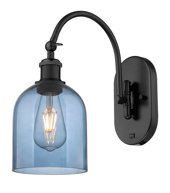 Innovations Lighting Bella 6" Sconce - Matte Black Wall Sconces Innovations Lighting Blue  ; Glass Type: Blue  